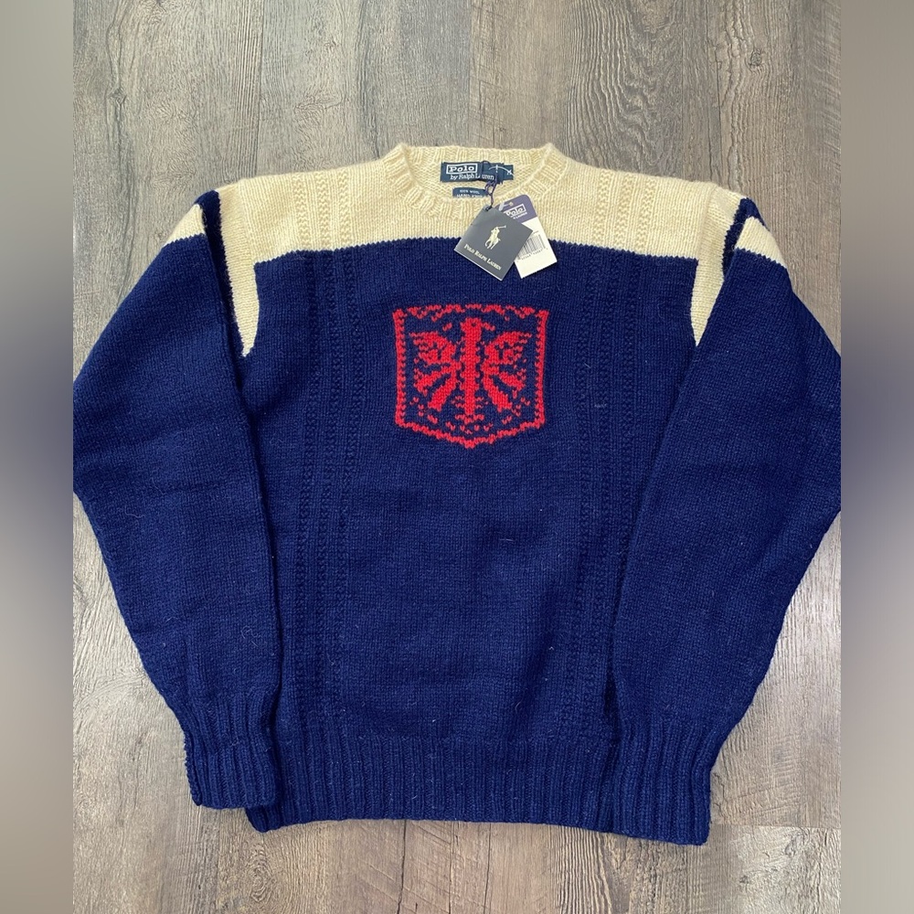 NEW | RALPH LAUREN 1997 Hand-Knit Wool Mens Sweater - Dead Stock